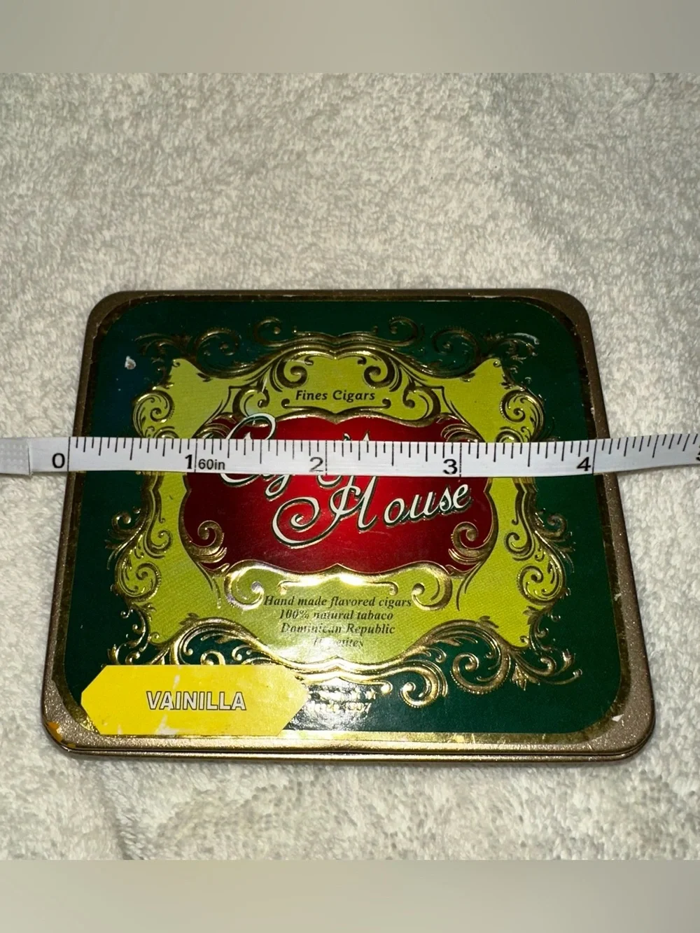 Vintage Cigar’s House Tin Pocket Case Empty Tobacco Trinket Box